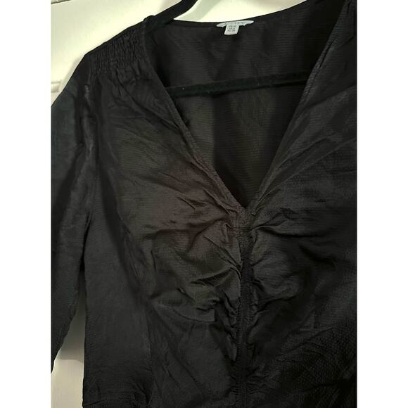 JIGSAW London Black Crinkle V-Neck Dress Dark Fairy Witchy Grunge - Sz 6 - Picture 4 of 6